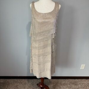 Connected Apparel Gold and Silver Tiered Sheath Midi Dress